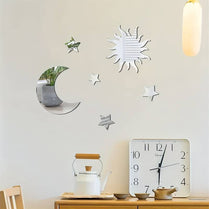 6pcs Set Star & Moon Mirror Wall Stickers Removable Decal Mural Home Room Decor