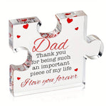 Dad Fathers Day I Love You Puzzle-Shaped Block Acrylic Plaque Sign
