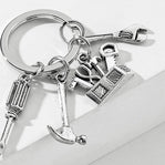 Creative Handy Man Tools Keychain Metal DIY Keyring Hammer Tool Bag Wrench