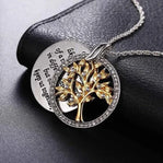 Tree Of Life Shiny Zircon Dual Round Shape Pendants Necklace Family Message