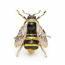 Realistic Detailed Bee Bumblebee Brooch Pin Charm, Black & Gold 2.8 x 3.5cm